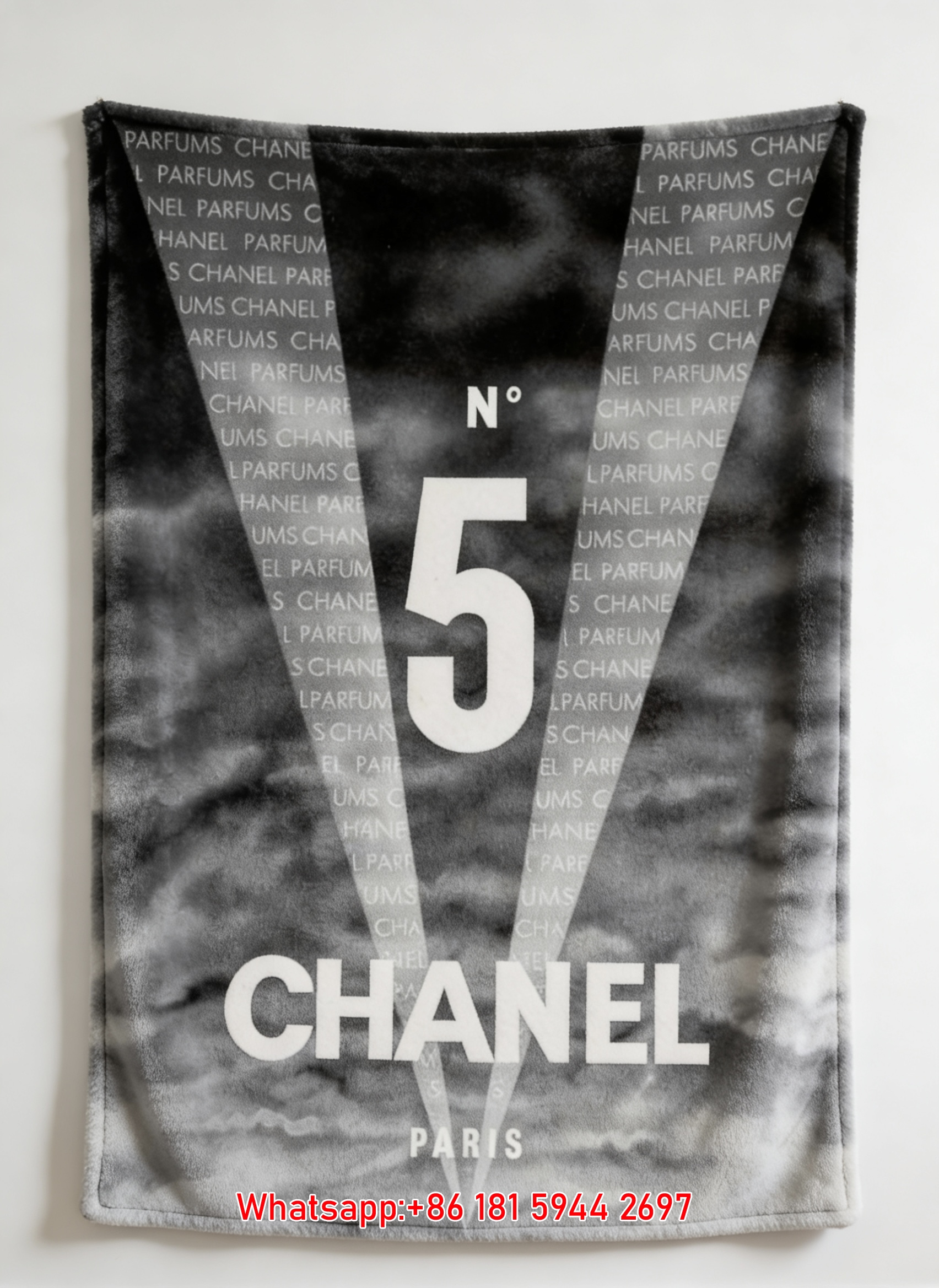 Chanel No 5 Parfums Print Flannel Fleece Throw Blanket IMG_7244